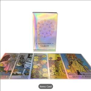 Holographic Tarot Card Deck 78 Cards Rainbow Foil Rider Waite Style Divination